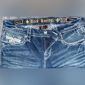 Rock Revival Dark Blue Capri Jeans with Embroidered Pocket